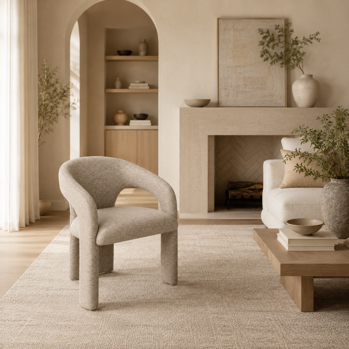 Silla de comedor tapizada, pata metálica