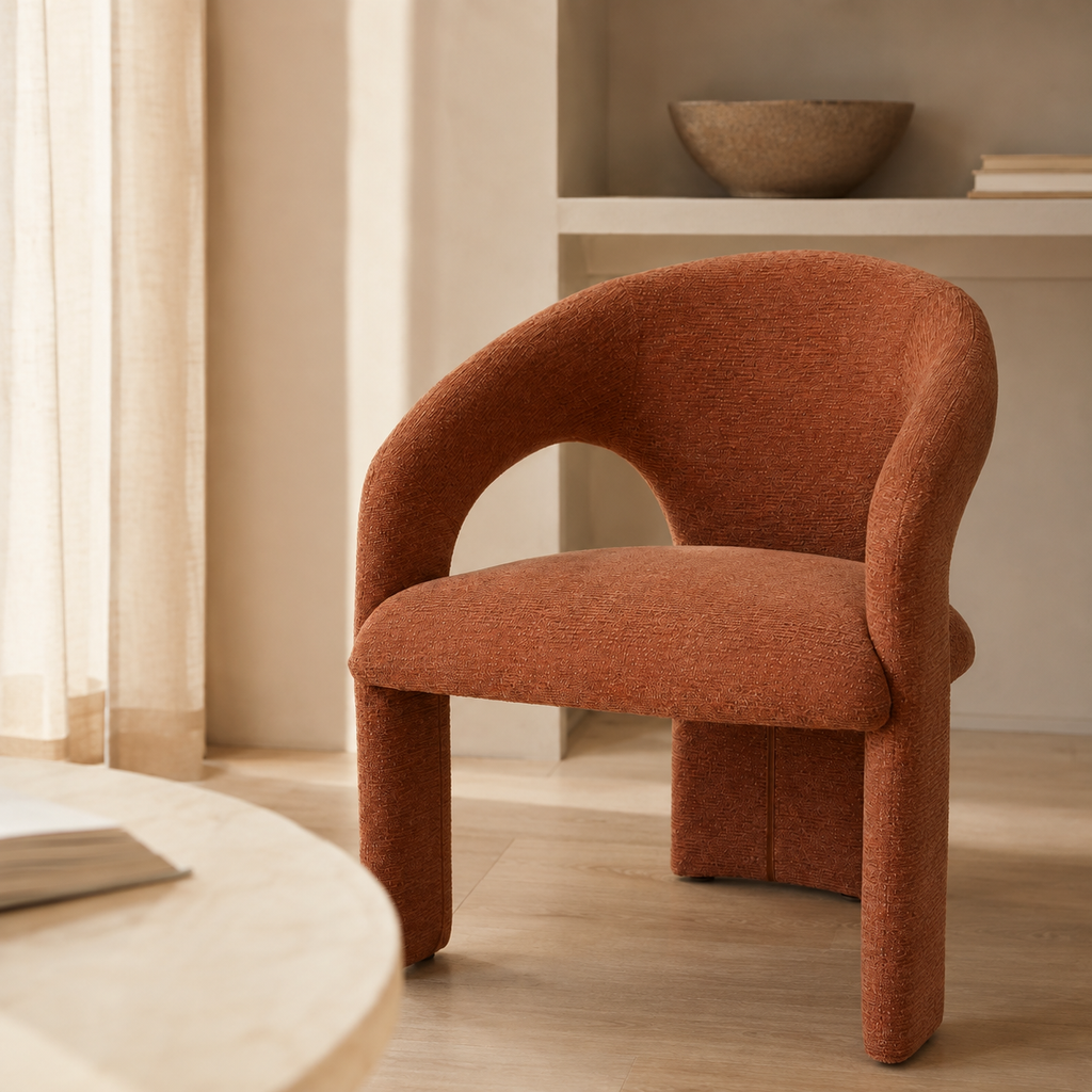 Silla de comedor tapizada, pata metálica