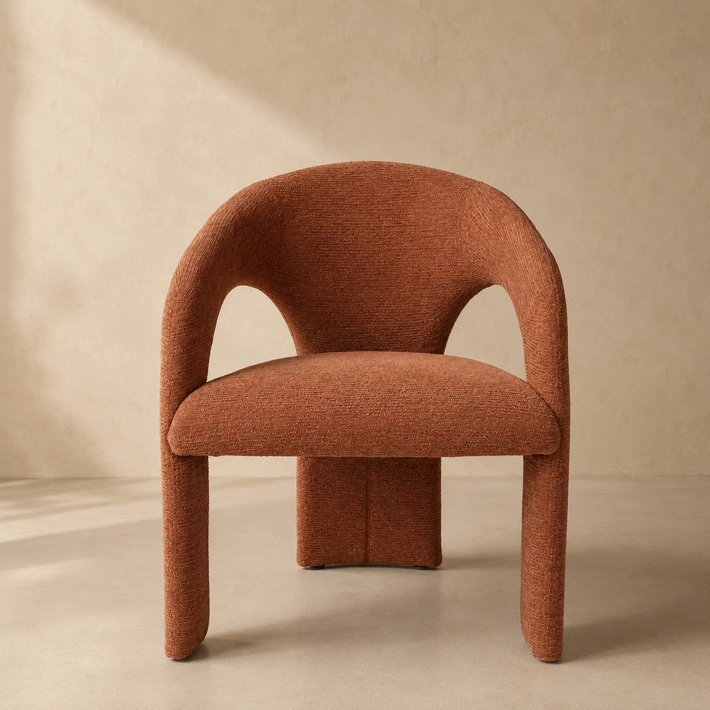 Silla de comedor tapizada, pata metálica
