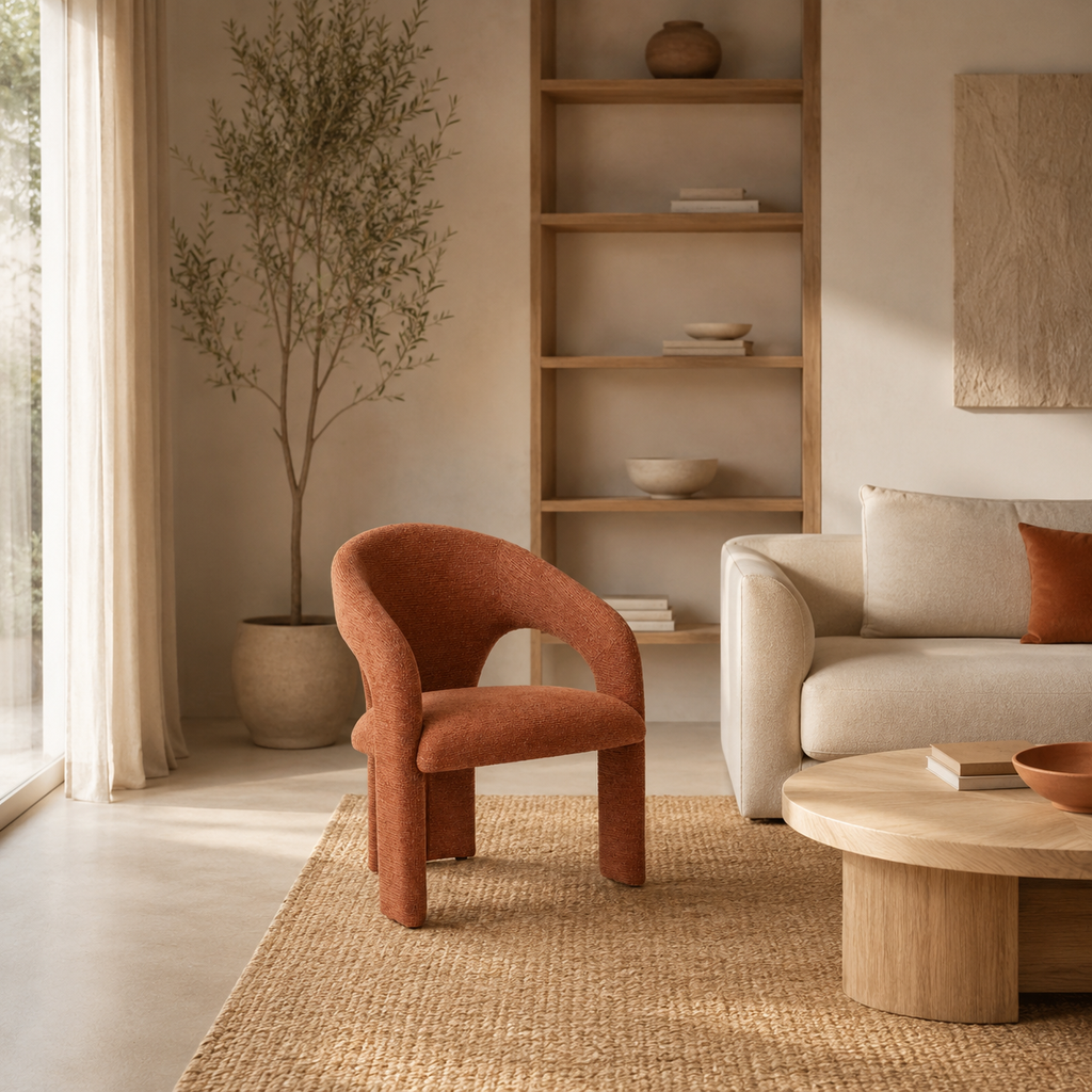 Silla de comedor tapizada, pata metálica