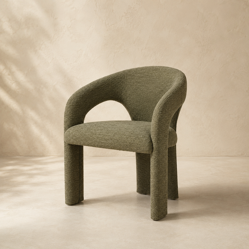 Silla de comedor tapizada, pata metálica