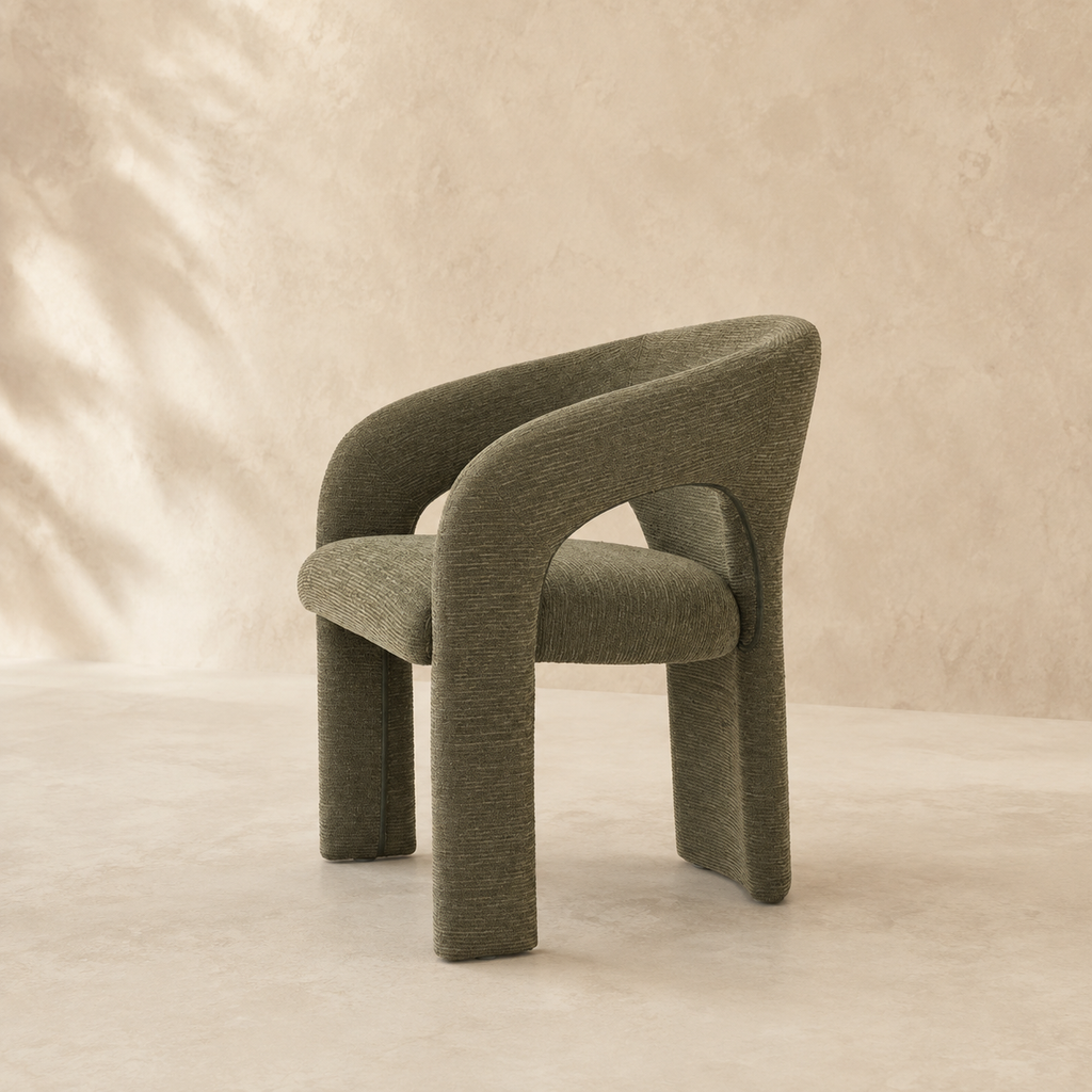 Silla de comedor tapizada, pata metálica