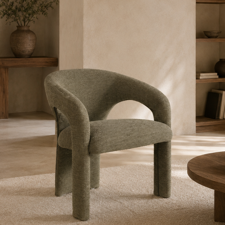 Silla de comedor tapizada, pata metálica