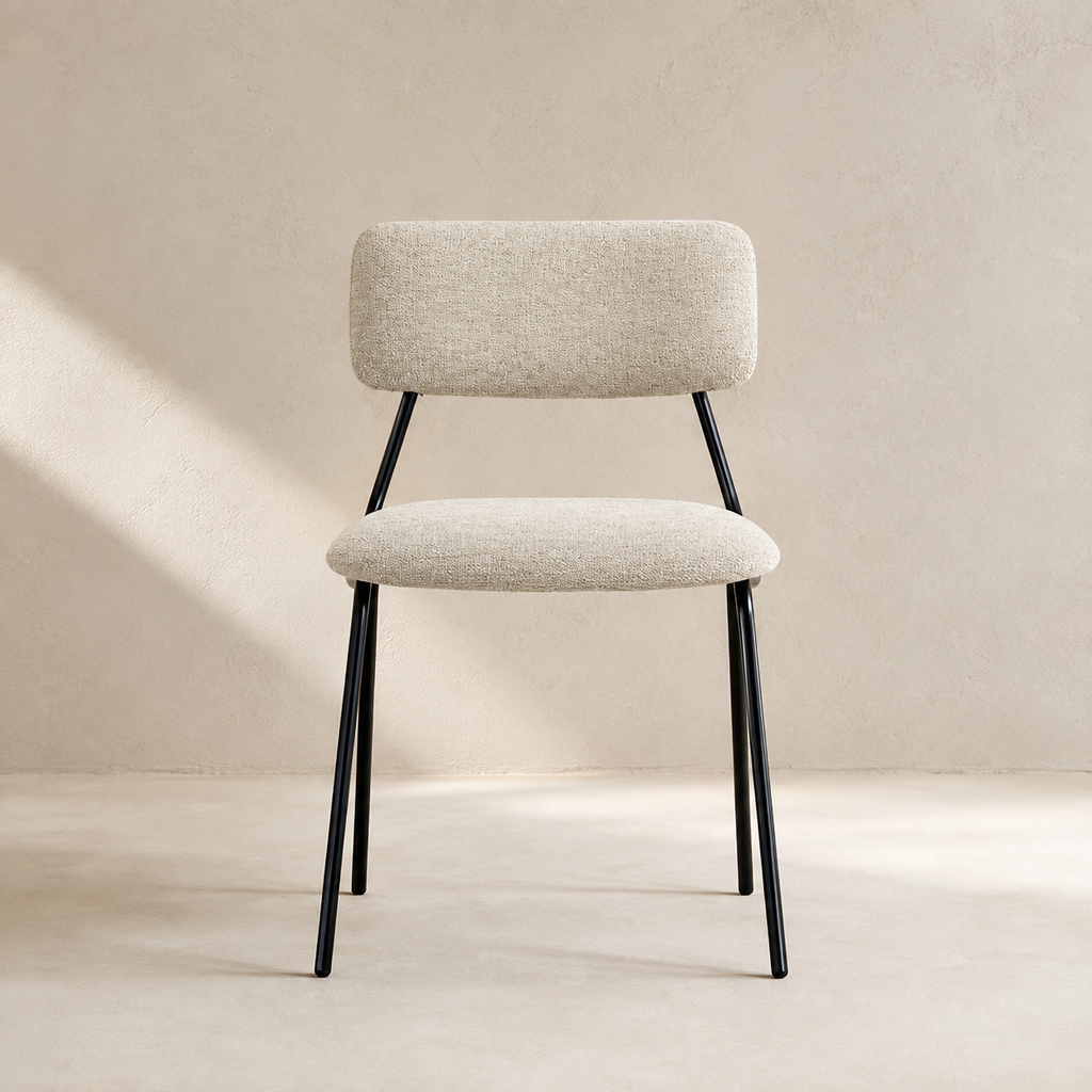 Upholstered dining chair, metal leg