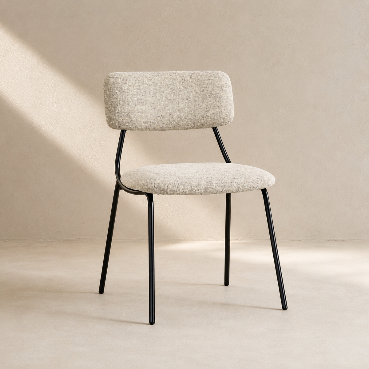 Upholstered dining chair, metal leg