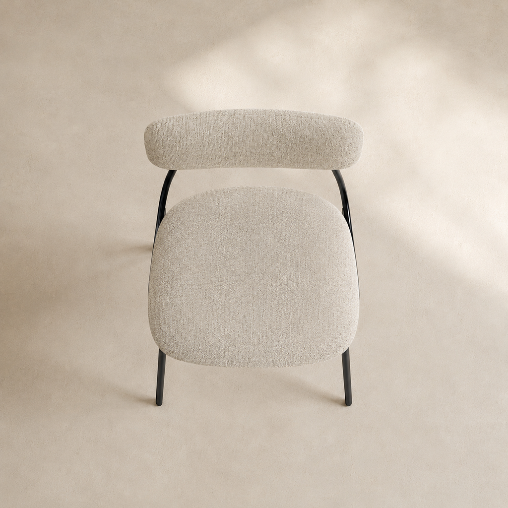Upholstered dining chair, metal leg