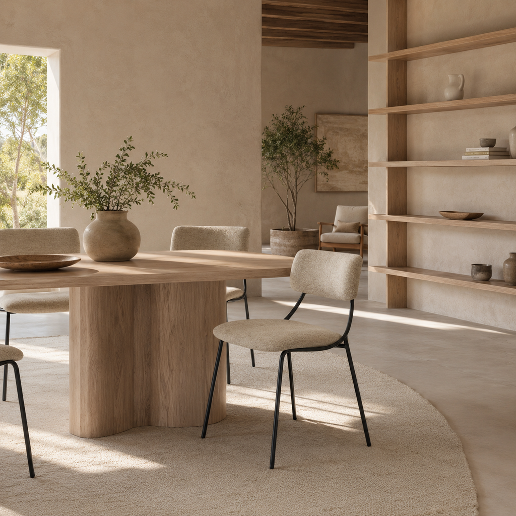 Upholstered dining chair, metal leg