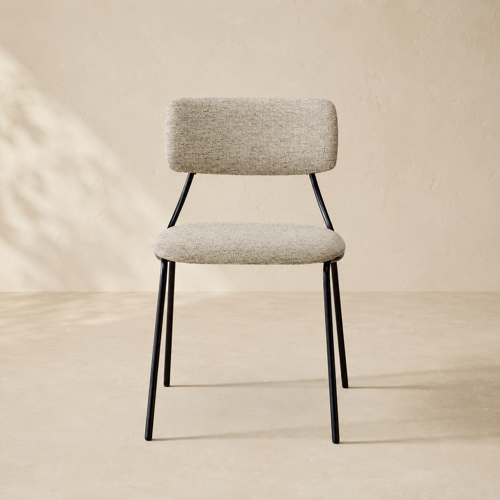 Upholstered dining chair, metal leg