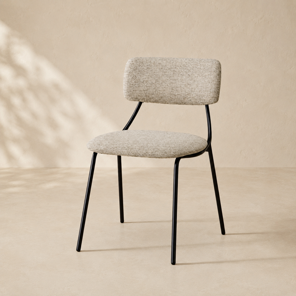 Upholstered dining chair, metal leg