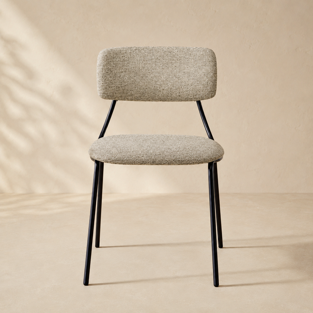 Upholstered dining chair, metal leg
