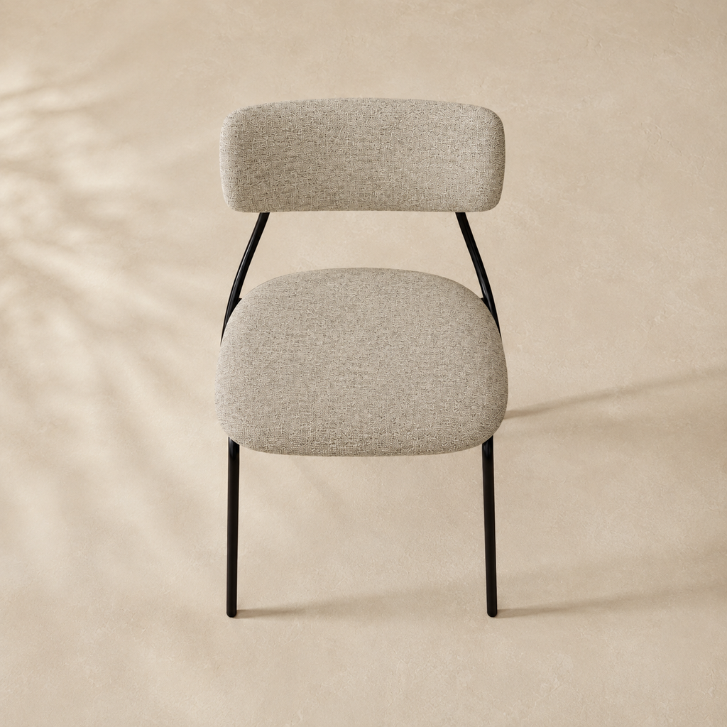 Upholstered dining chair, metal leg