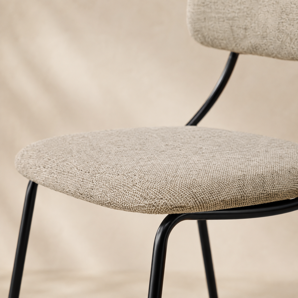 Upholstered dining chair, metal leg