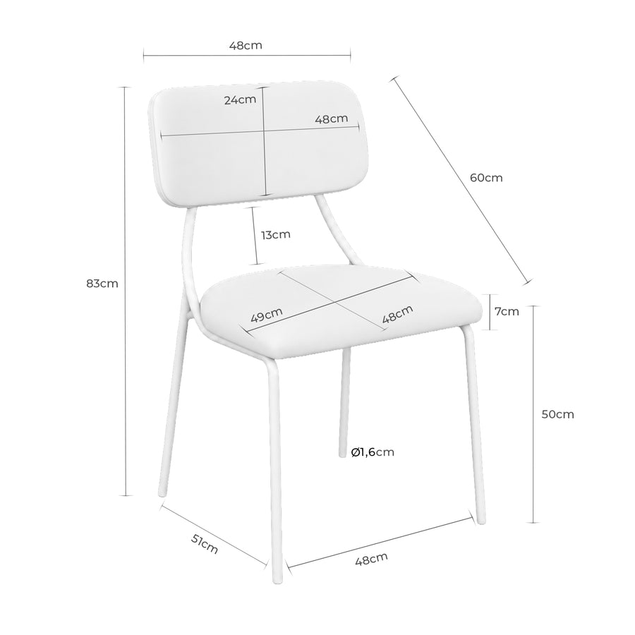 Upholstered dining chair, metal leg