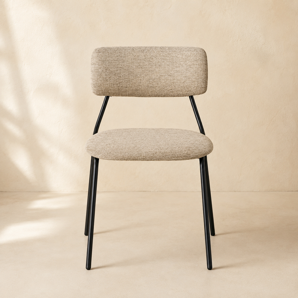 Upholstered dining chair, metal leg