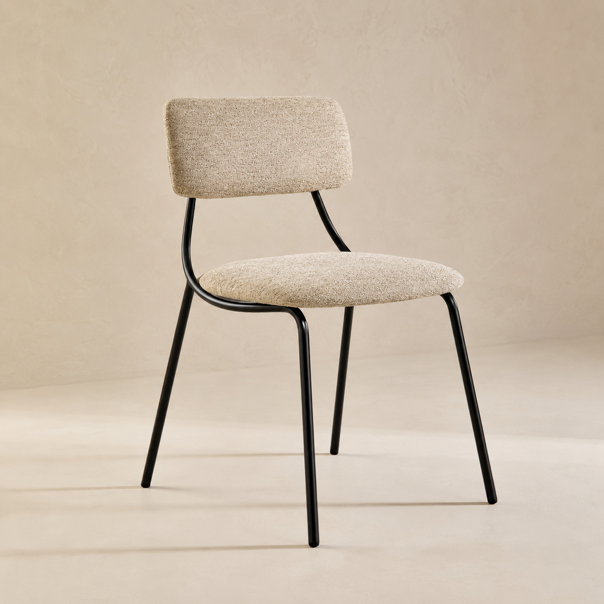 Upholstered dining chair, metal leg