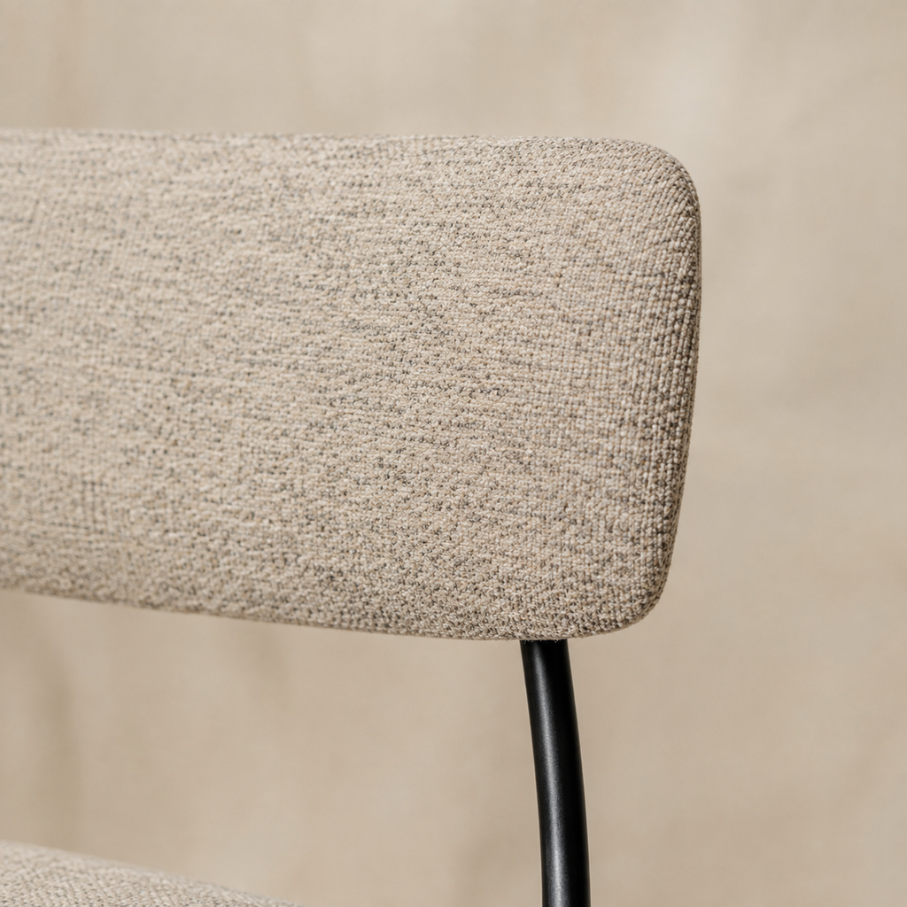 Upholstered dining chair, metal leg