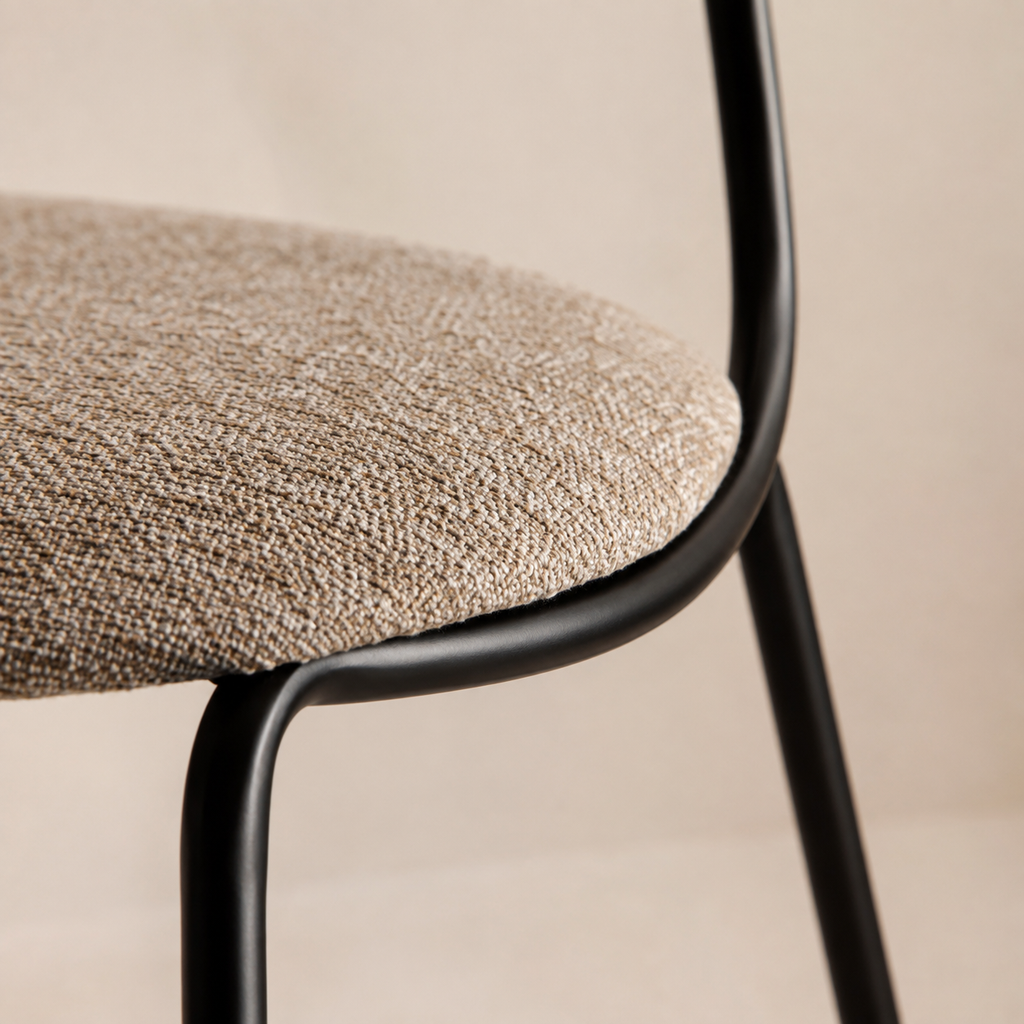 Upholstered dining chair, metal leg