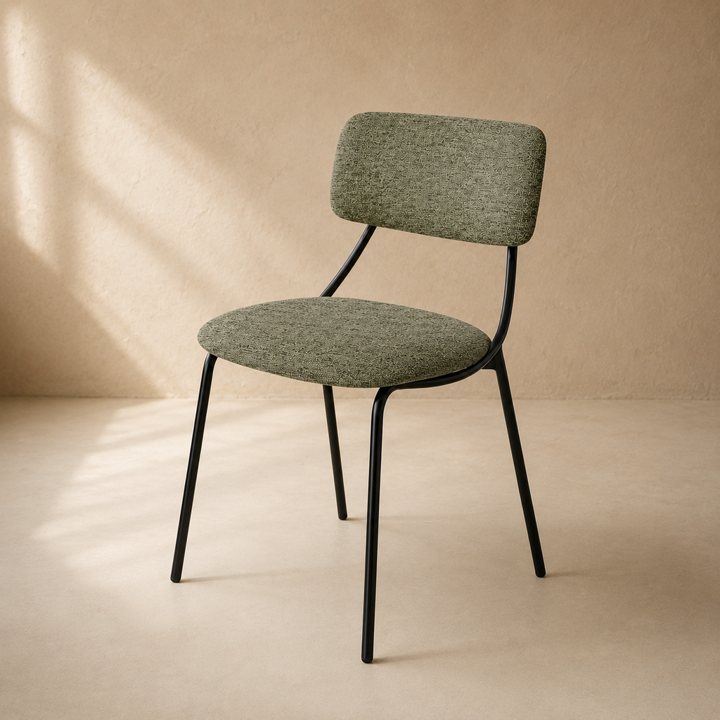 Upholstered dining chair, metal leg