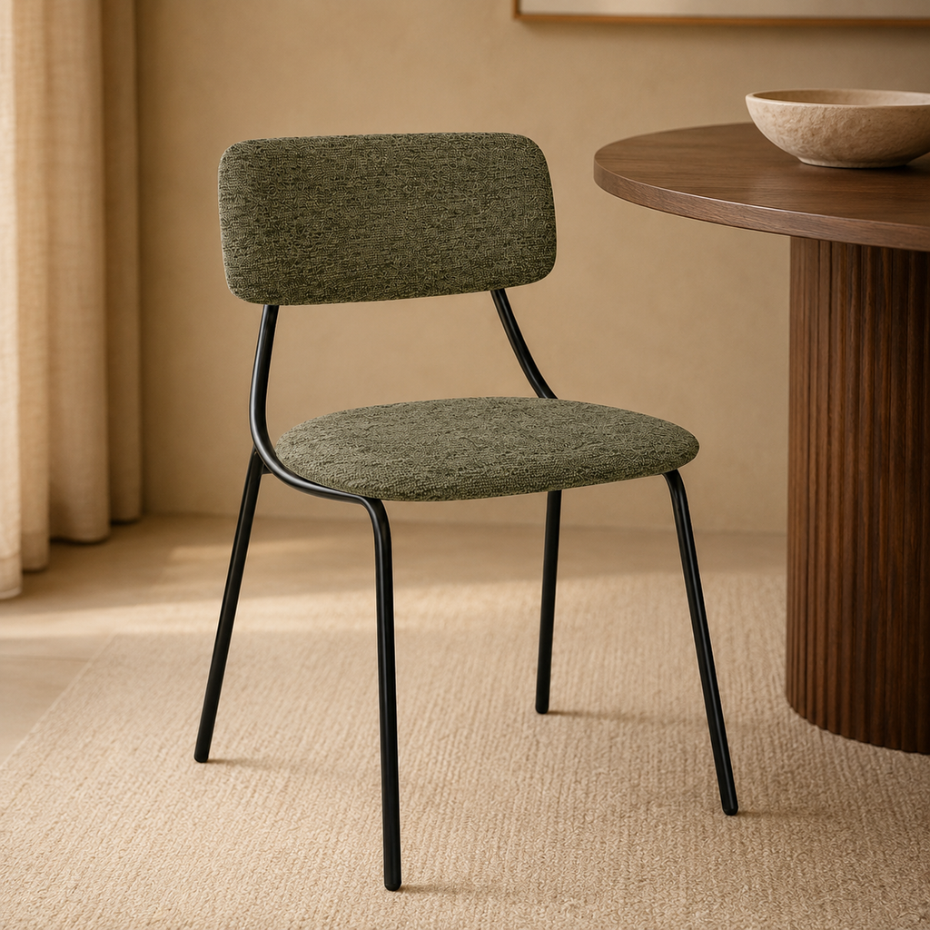Upholstered dining chair, metal leg