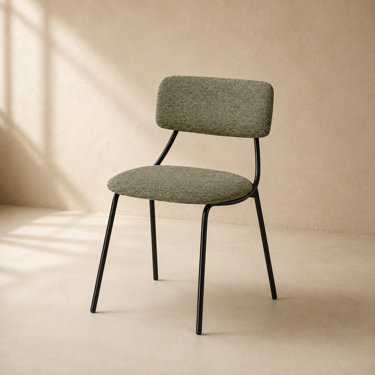 Upholstered dining chair, metal leg