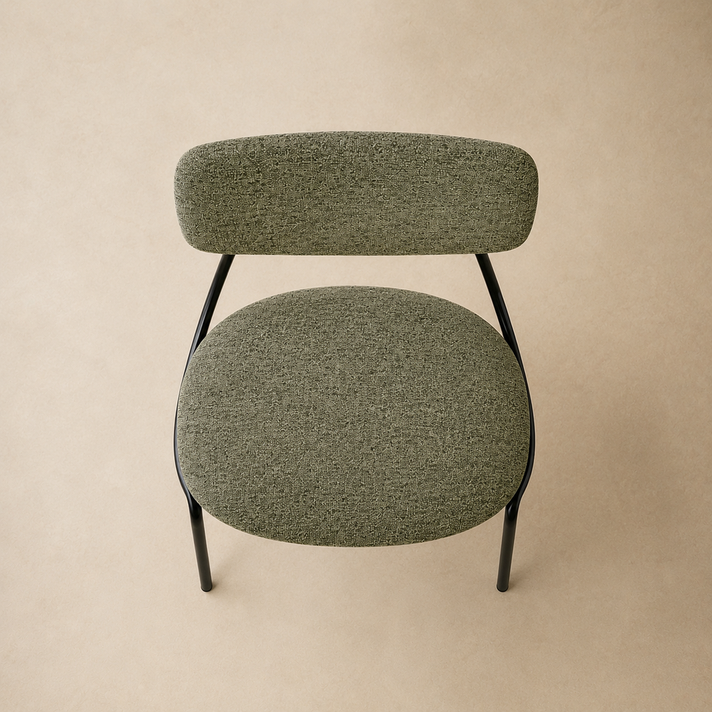 Upholstered dining chair, metal leg