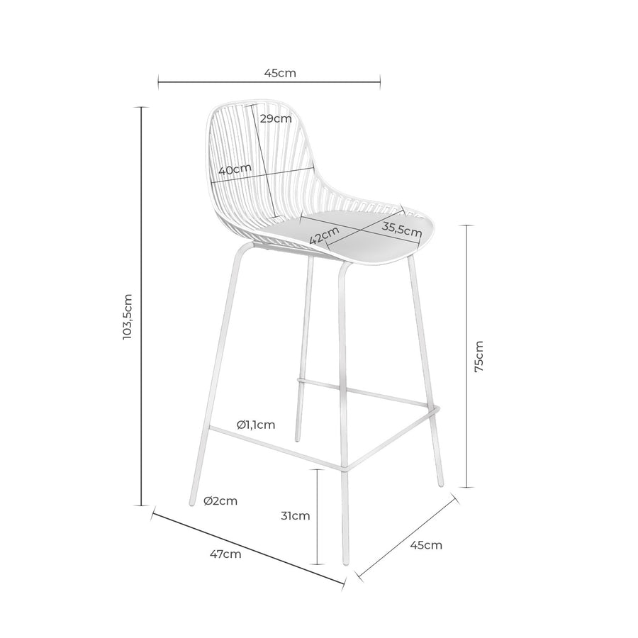 Taburete Sílex, de polipropileno, asiento 75 cm