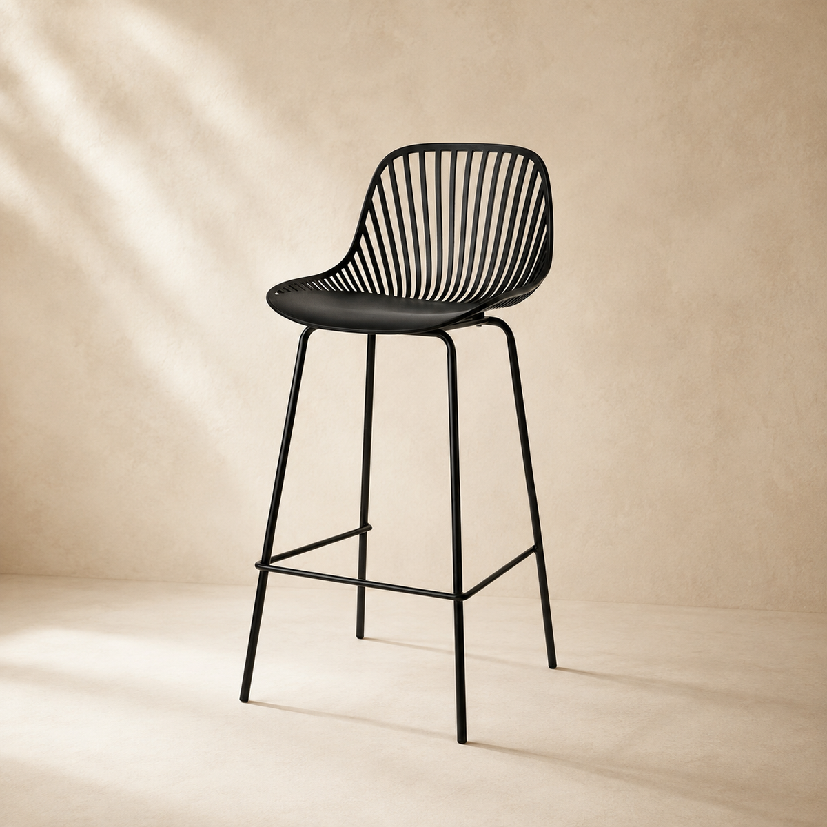 Polypropylene high stool with backrest
