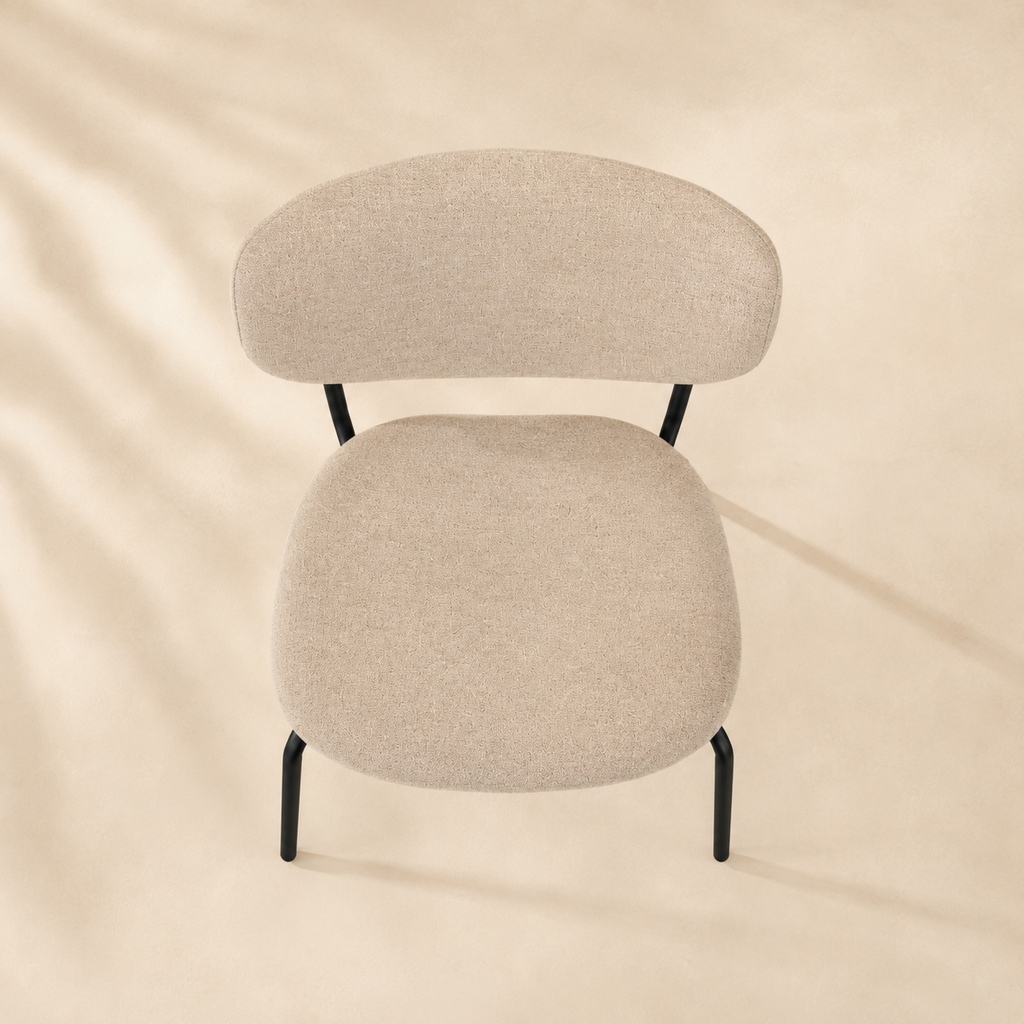 Silla de comedor tapizada, pata metálica