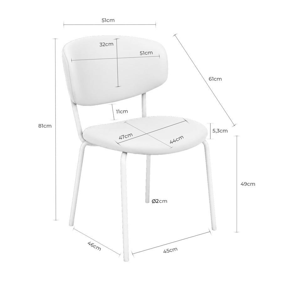 Upholstered dining chair, metal leg