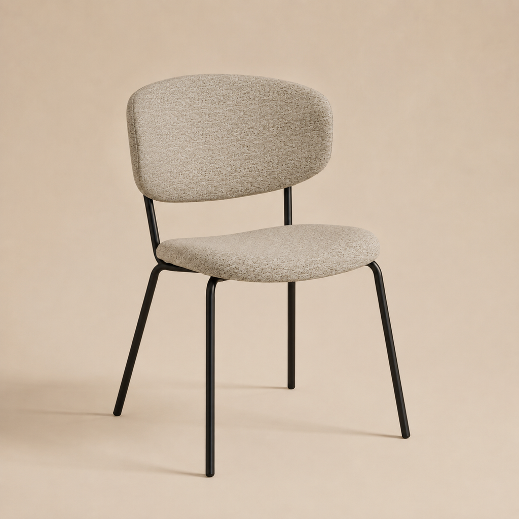 Silla de comedor tapizada, pata metálica