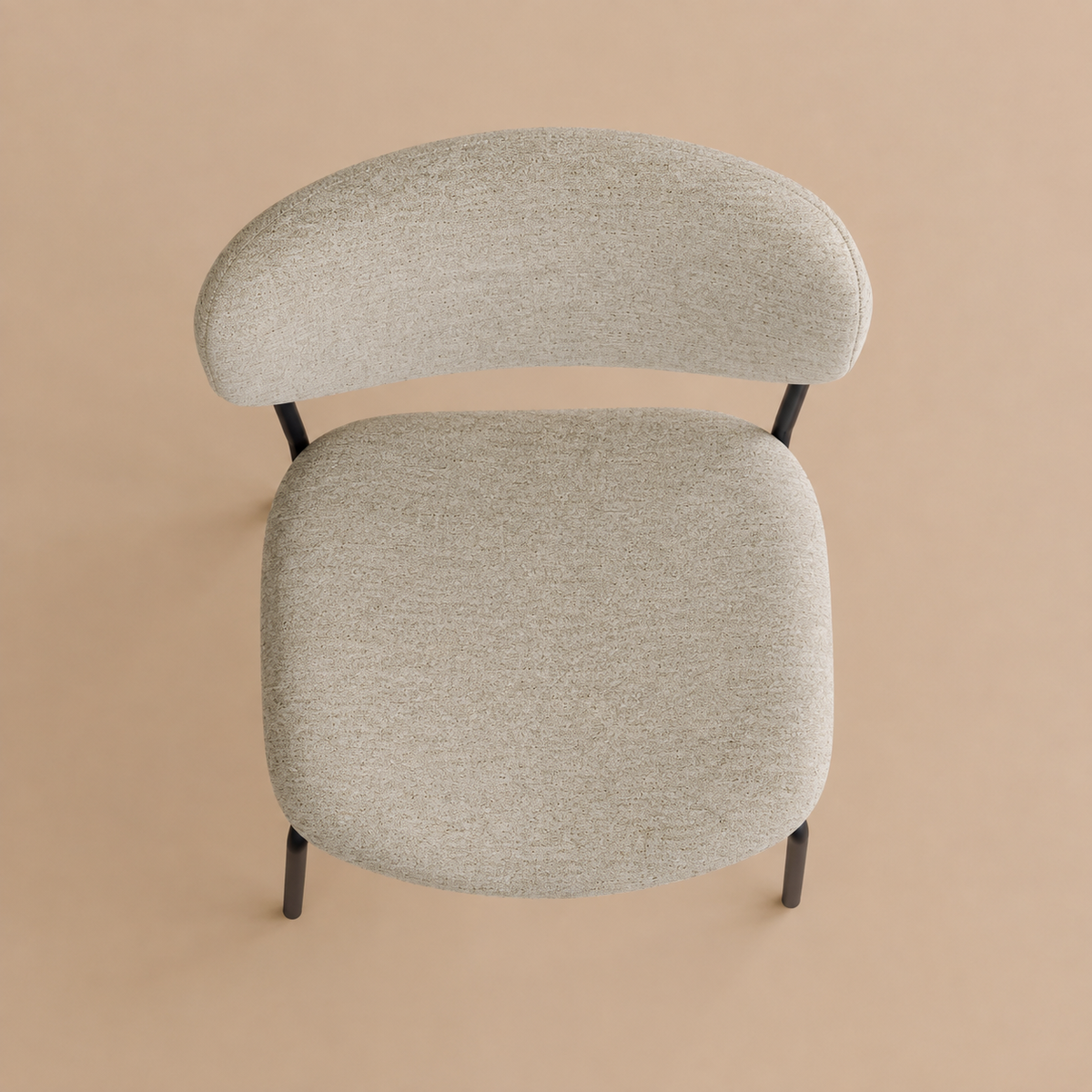 Silla de comedor tapizada, pata metálica