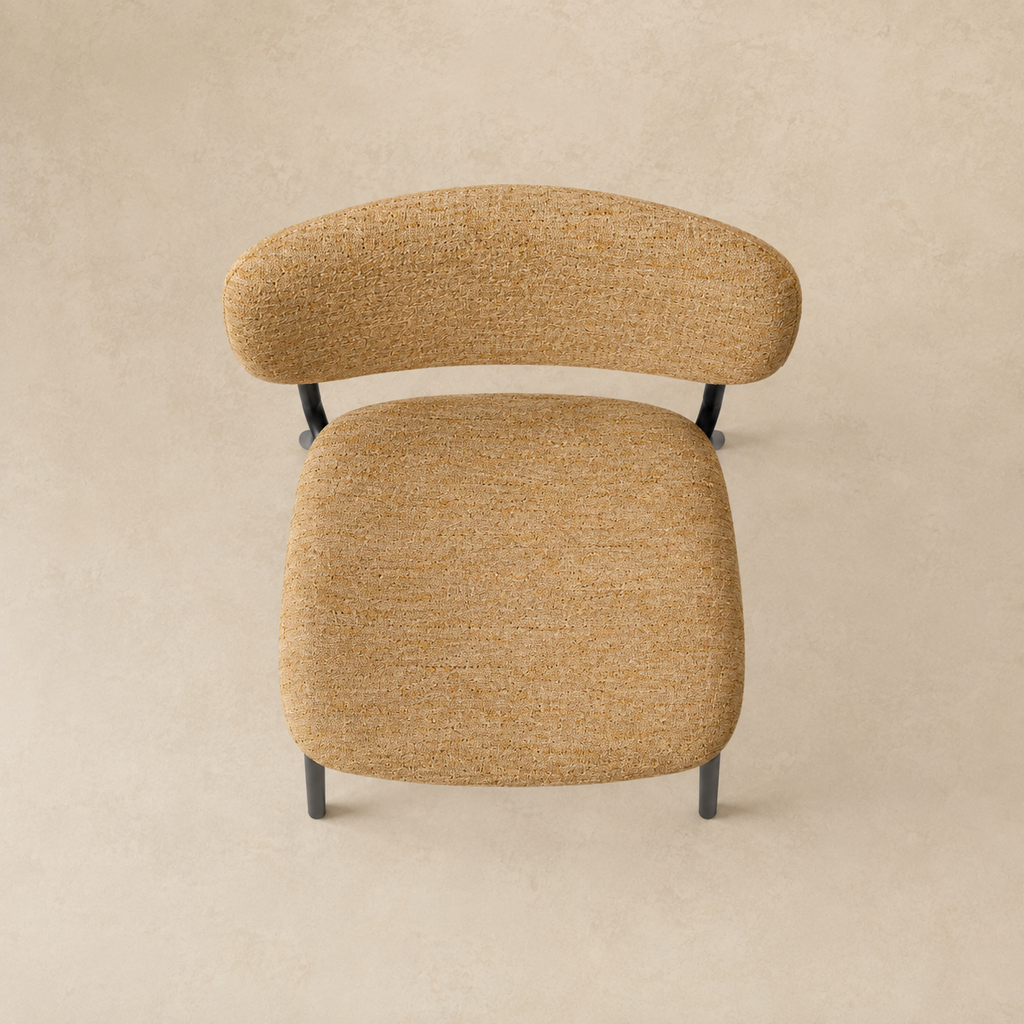 Silla de comedor tapizada, pata metálica