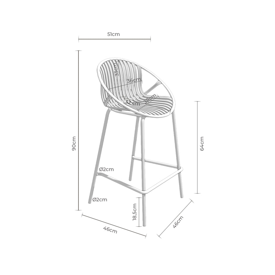 Low polypropylene stool with backrest