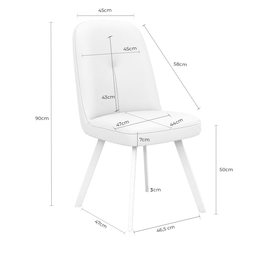 Upholstered dining chair, metal leg