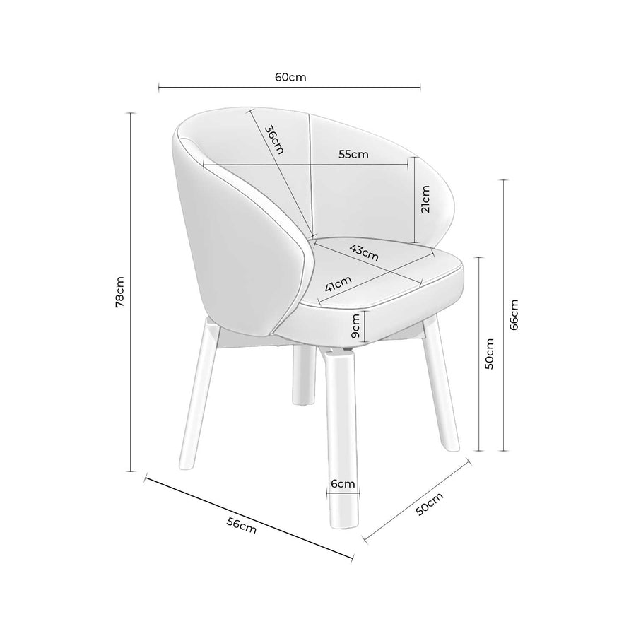 Silla Tomillo, tapizada, giratoria, patas de madera