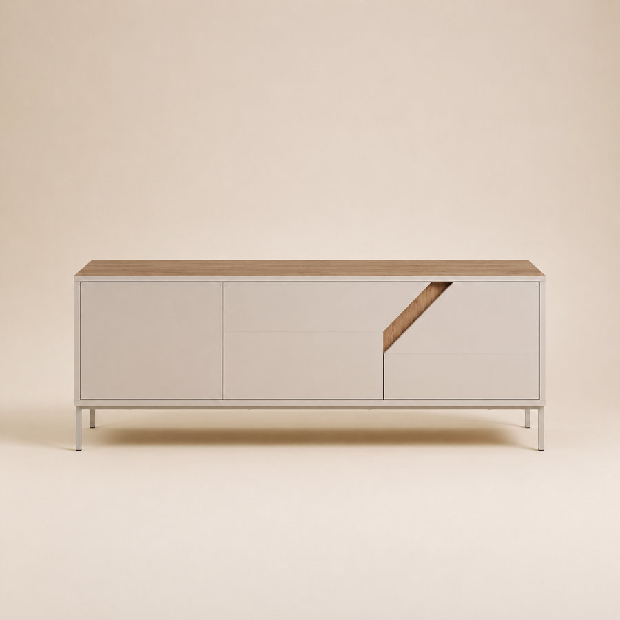Mueble TV Amara 3 puertas, madera, 150 × 55 cm