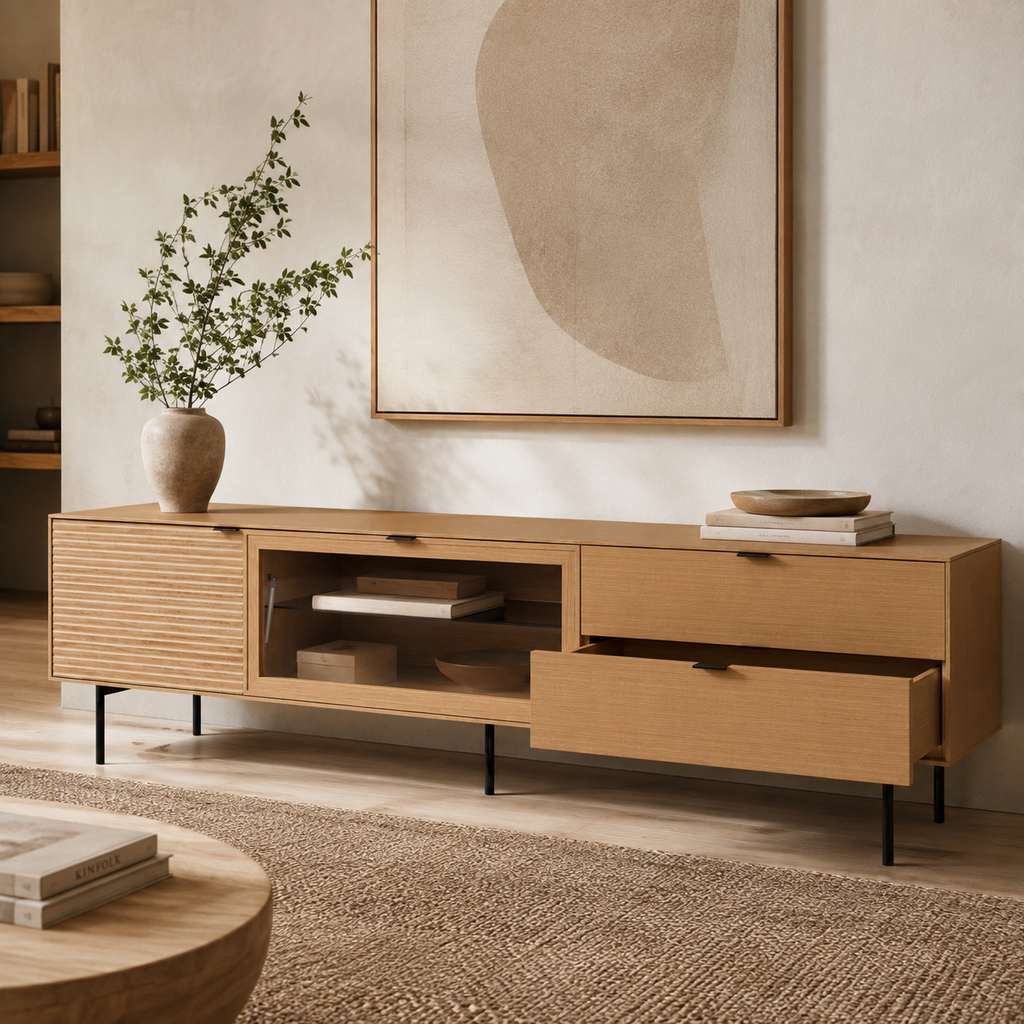 Oak TV cabinet 200 cm