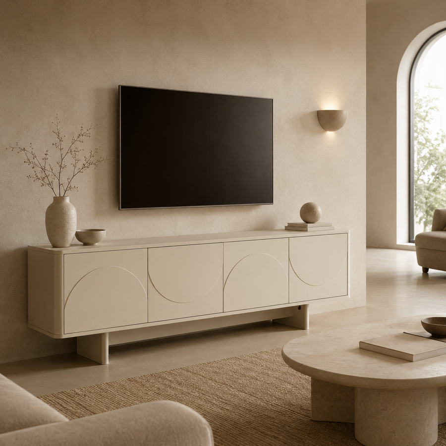 Mueble TV Lucena 4 puertas, madera, 180 × 55 cm