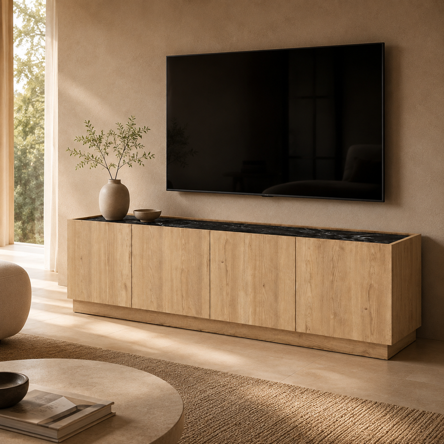 Mueble TV Oceana 4 puertas, madera, 160 × 48 cm